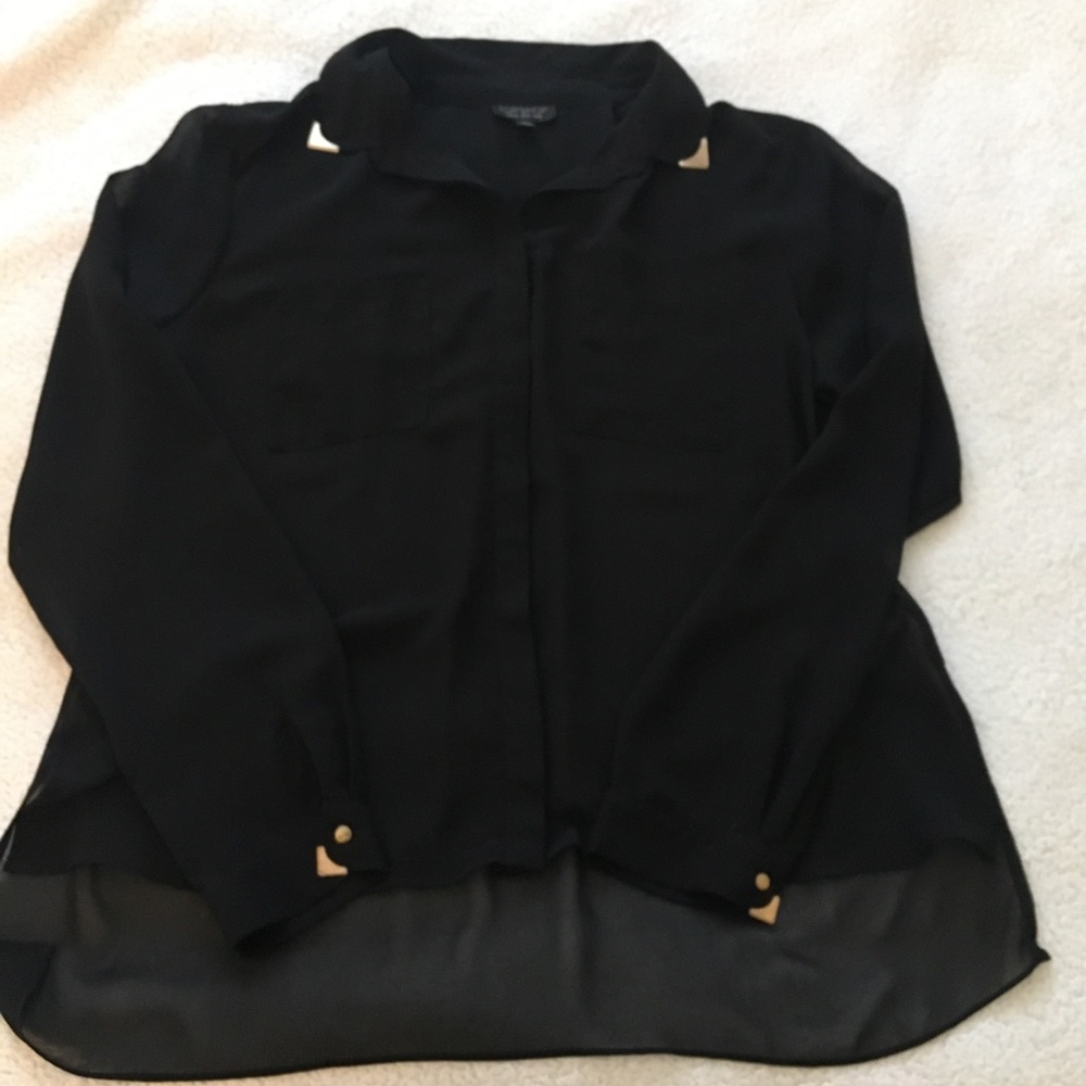 Topshop Sheer Black Blouse